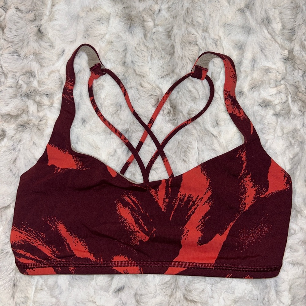 Lululemon Athletica Red and Black Patterned Sports Bra